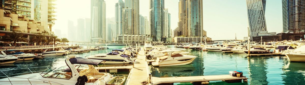 Dubai Marina at sunset, United Arab Emirates