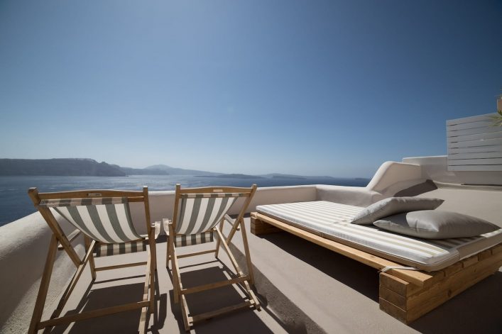 Volcano House terras op Santorini