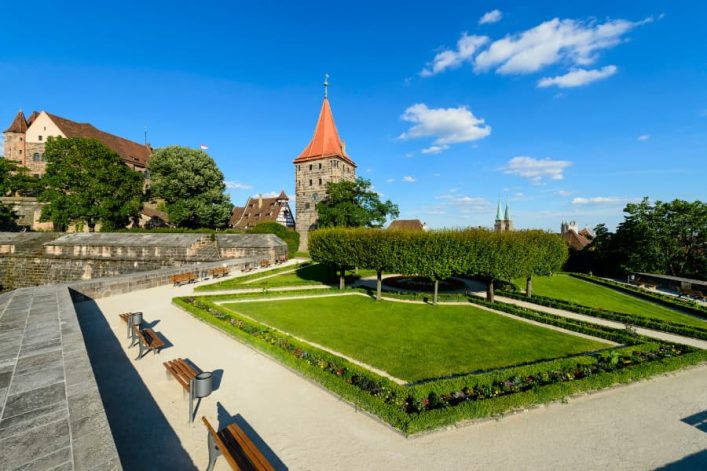 Keizerlijk kasteel tuin in Neurenberg